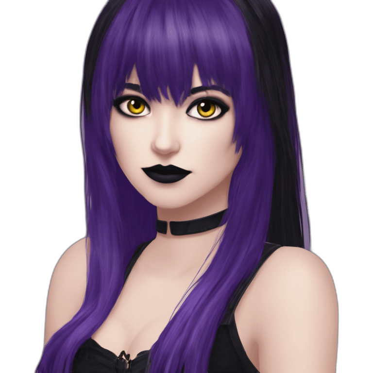 Elissabat-with-bangs-long-hair-dark-plumpurple-and-black-vampire-goth-makeup-pinkeyes-romanticgothcloses- emoji