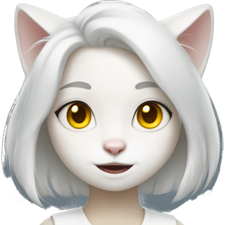 White cat girl with yellow eyes  emoji