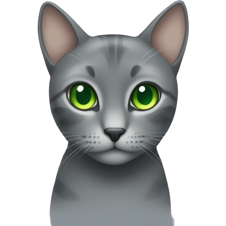 grey cat with green eyes emoji