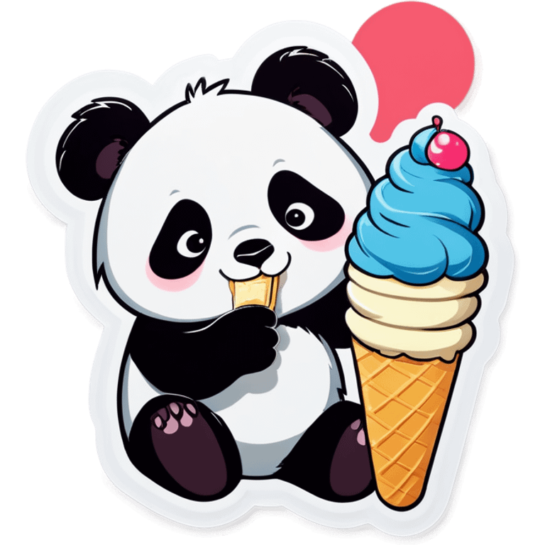 Panda eating ice cream emoji