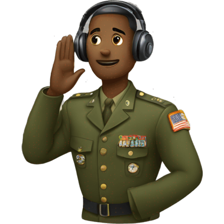 military salute with headphones emoji