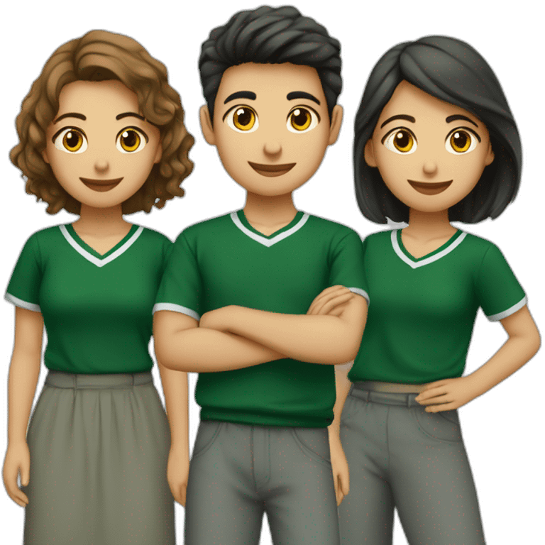 Algerian student club of 7 members (3 boys and 4 girls) with dark green shirt emoji