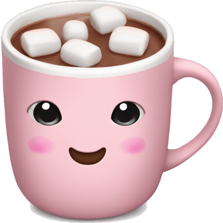 Light Pink mug of hot chocolate with marshmallows  emoji