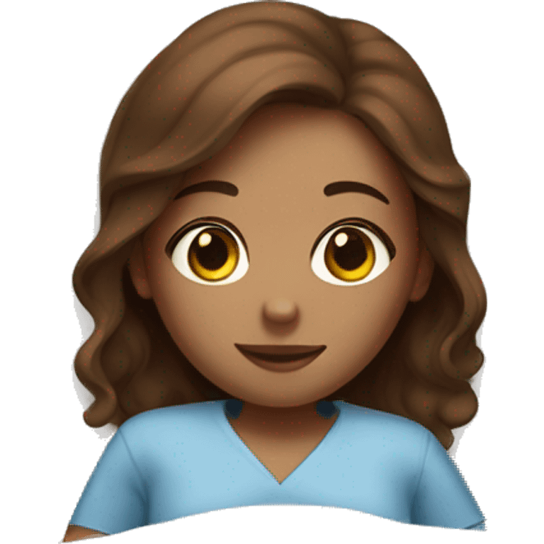 fair skin girl with warm brown hair laying in a hospital bed  emoji