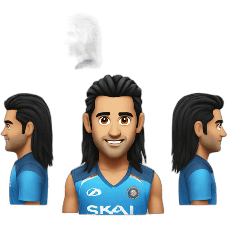 Ms dhoni long hair emoji