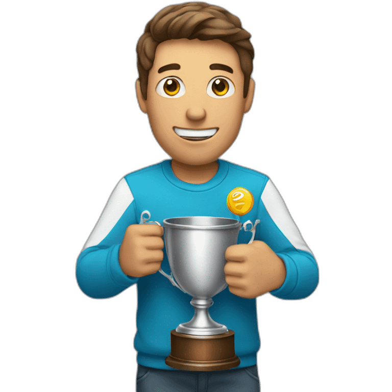 man holding prize cup emoji