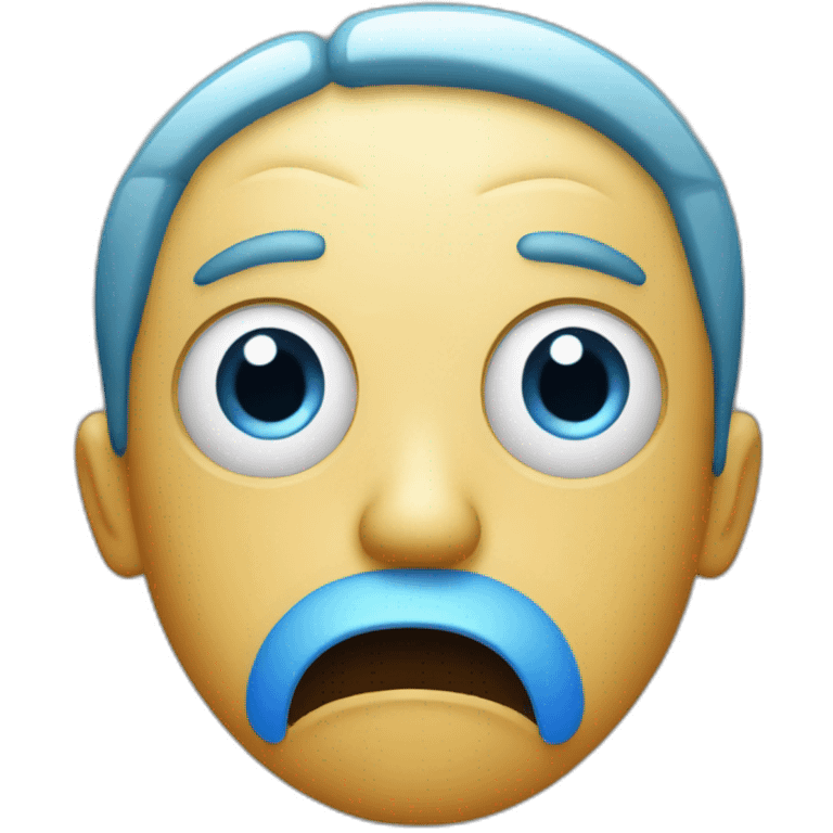 in the style of apple emoji’s a full face shocked emoji with a blue fade front and big round eyes and a shocked mouth emoji