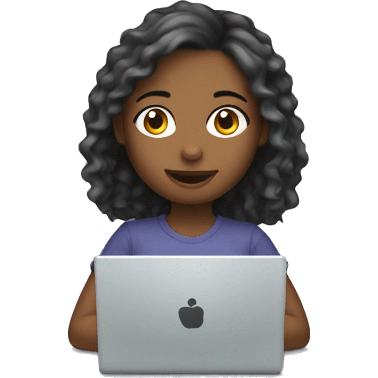 Girl doing hi design on laptop emoji