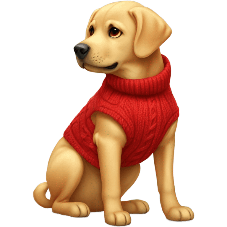 golden Labrador wearing a red jumper  emoji