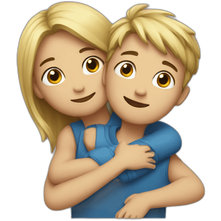 Girl and boy hug emoji