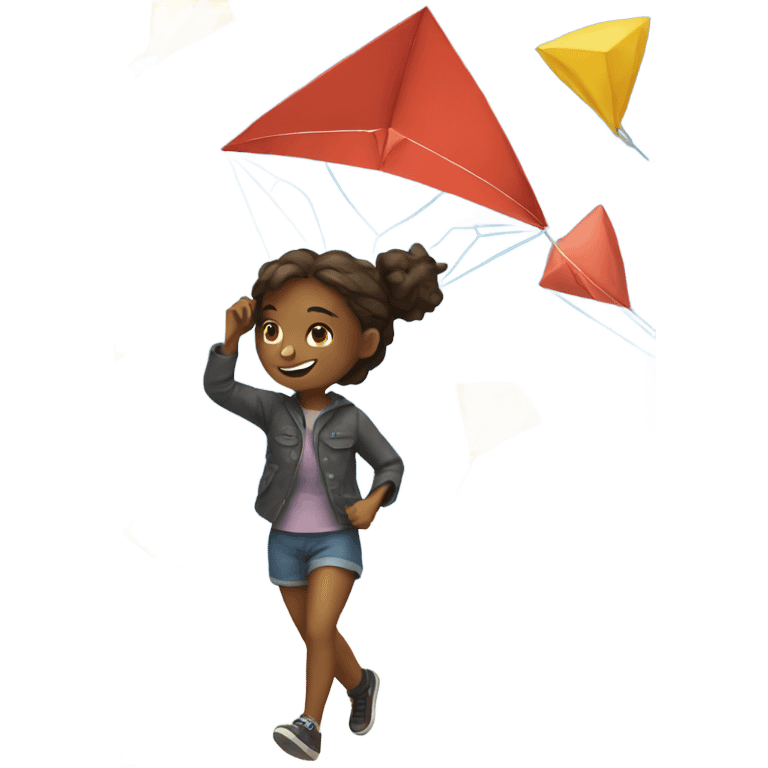 a girl with kite emoji