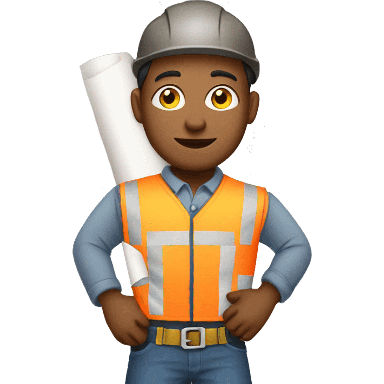 construction worker holding rolled up plans emoji