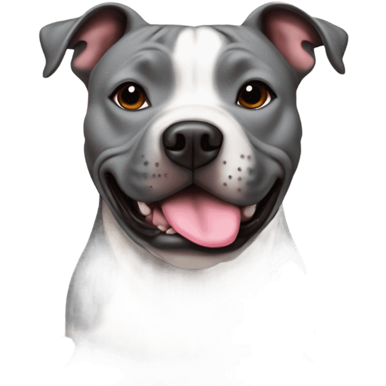 Grey staffy with hearts emoji