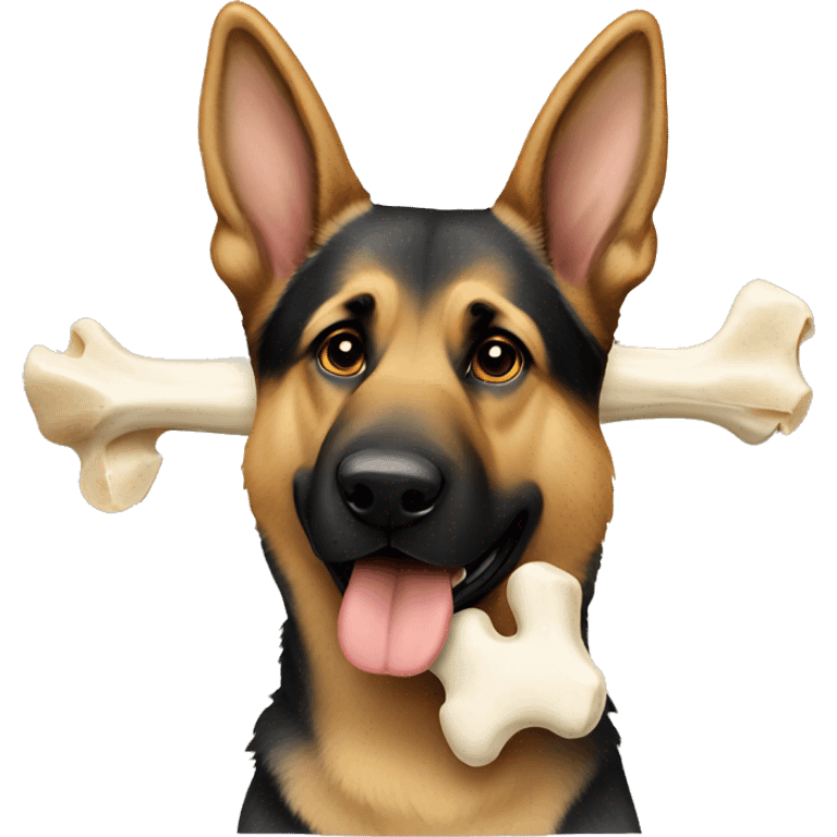 German Shepherd with a bone saying nova emoji