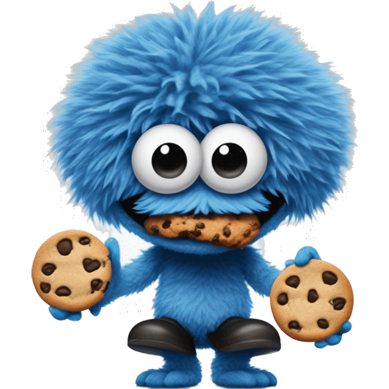 Thug-Life Gangster-style Hood-version of Cookie Monster:
Blue, fuzzy, and always hungry for cookies, Cookie Monster is loveable and chaotic, with googly eyes that roll with excitement at the mere thought of his favorite treat. emoji