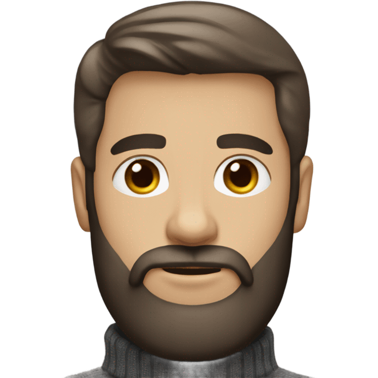 Straight hair Dark brown beard dark brown hair white boy in turtleneck sweater emoji