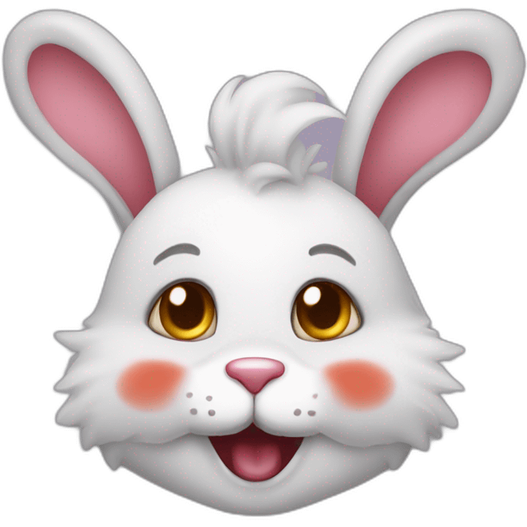 Cute Bunny with clownface emoji