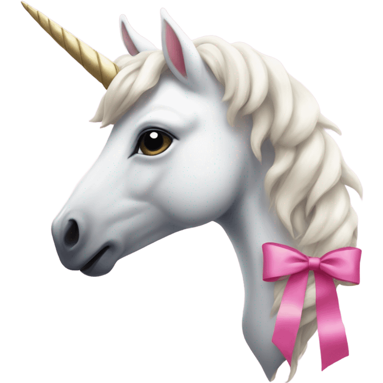 white unicorn with pink ribbon  emoji