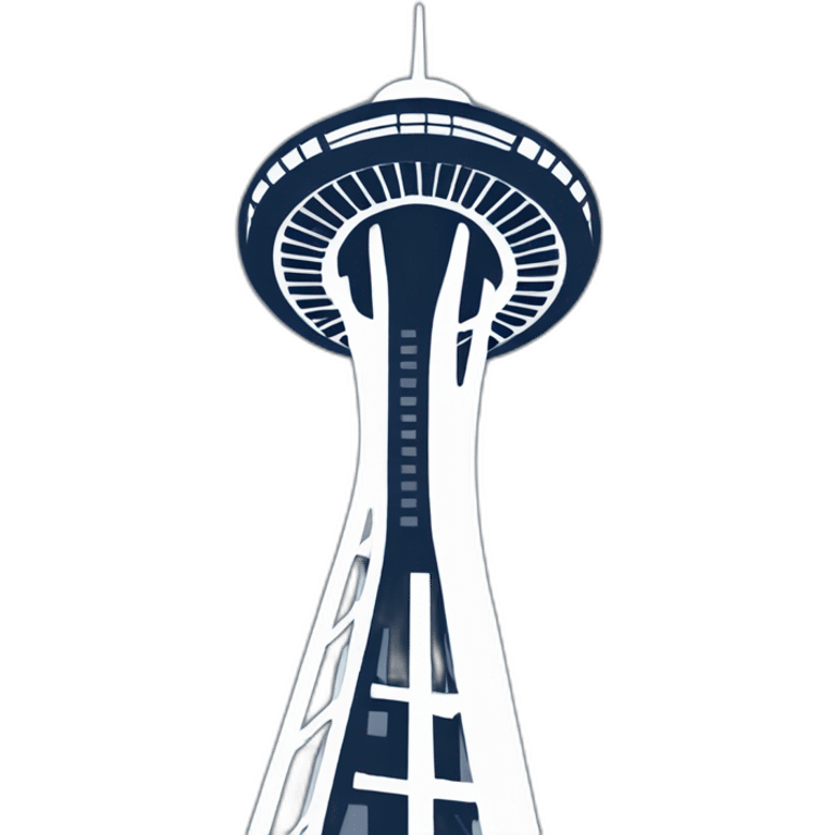 Seattle Space Needle tower 🗼, ground perspective, clean lines, minimalistic, distinctive, silhouette. iOS emoji style. emoji