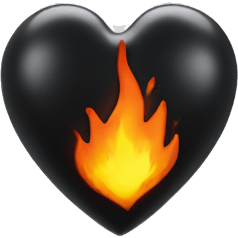 3D black heart on fire emoji