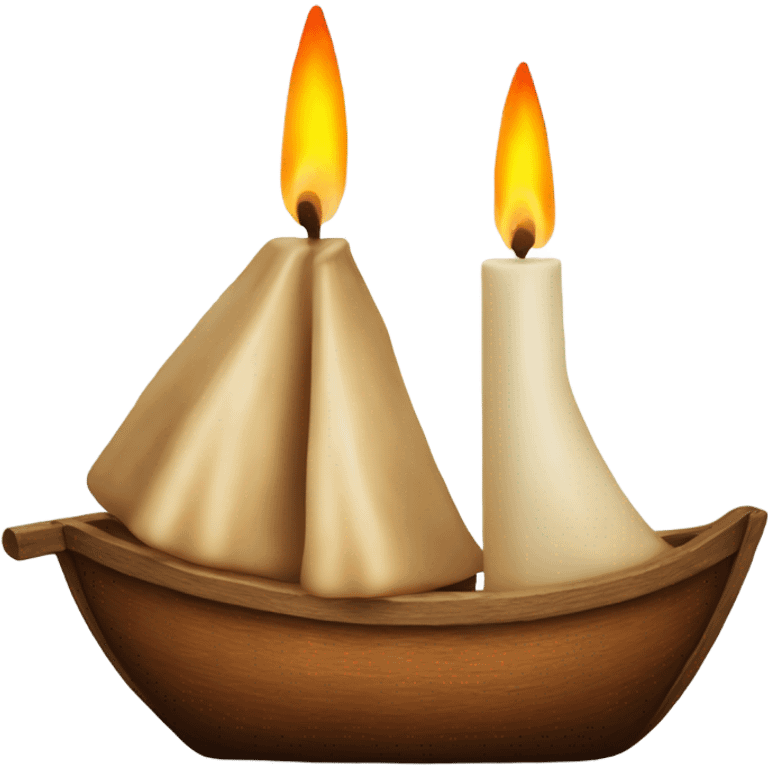 A candle in a half wallnut shell like a boat christmas tradition emoji