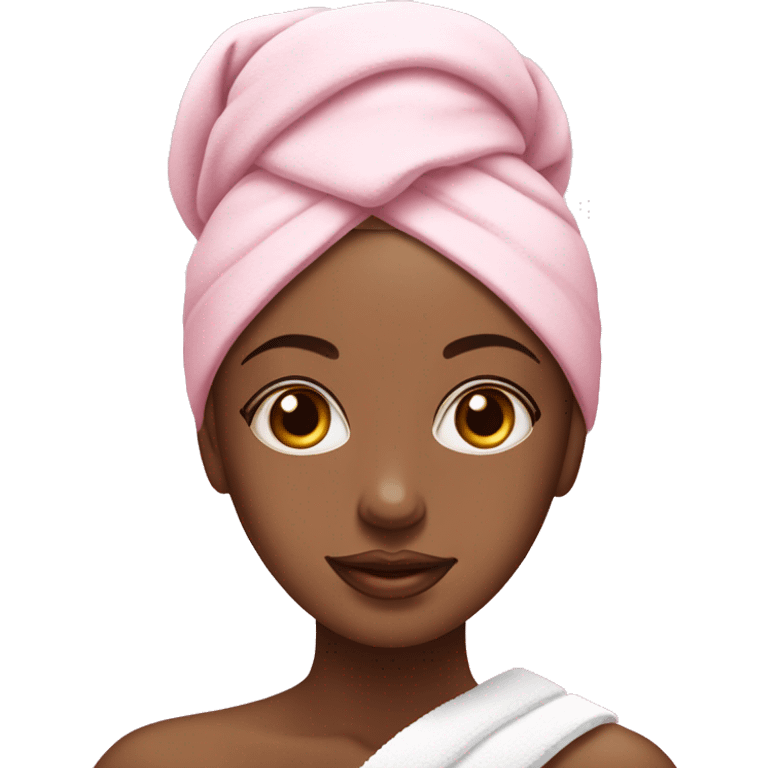 spa girl with a towel on her head and pink face cream on her cheeks emoji