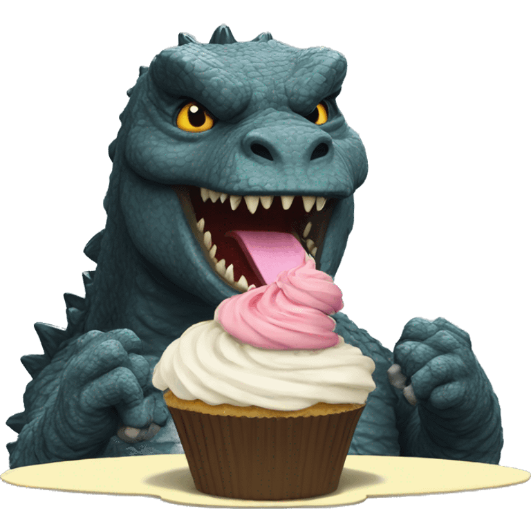 Godzilla eating a cupcake  emoji