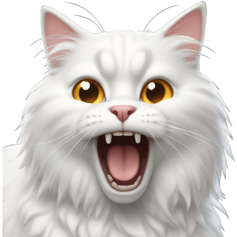 white long hair cat screaming  emoji