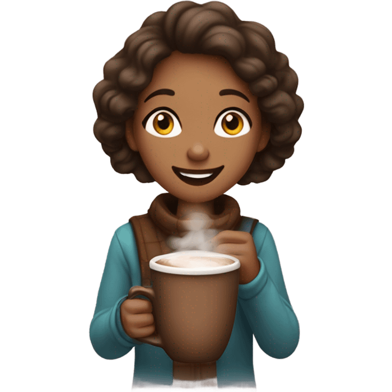 A girl drinking hot chocolate  emoji