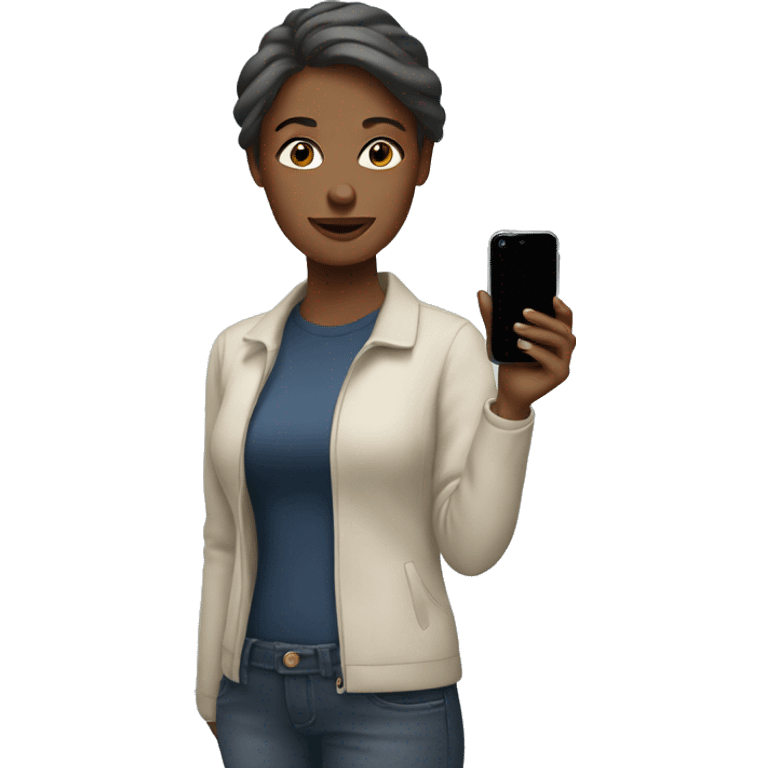 Woman with iphone emoji