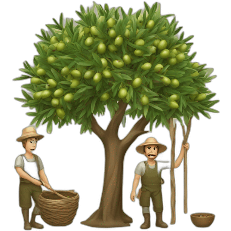 olive tree and farmers with a stick emoji