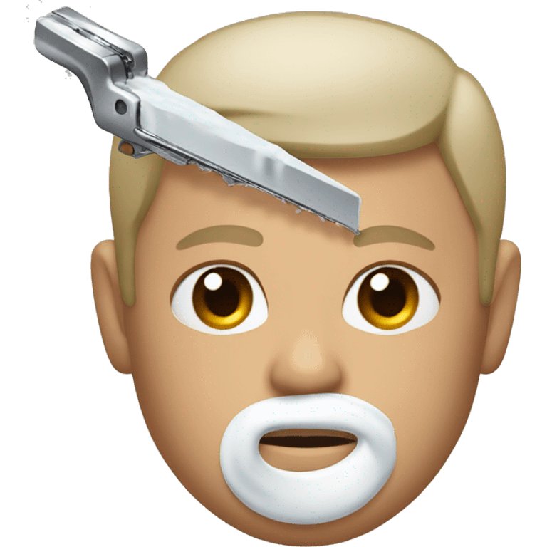 a razor and a man with foam on his face emoji