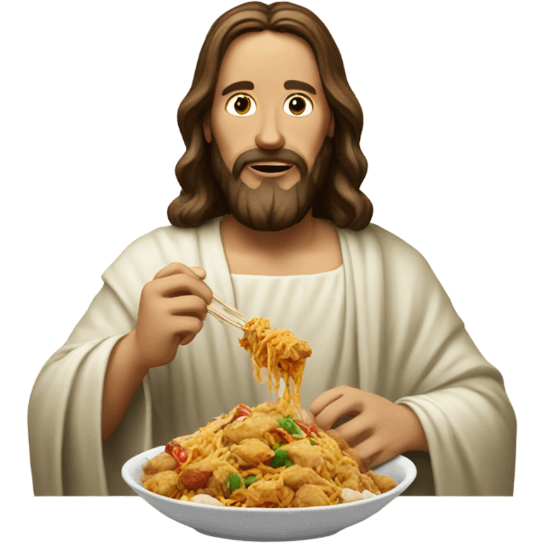 Jesus eating Chinese food emoji