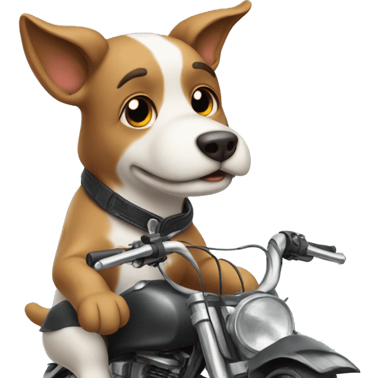 dog on a bike wearing pan emoji