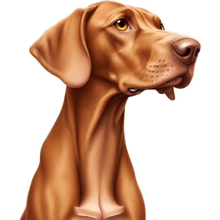 old adult vizsla aged whitened snowy flecked snout and paws high tail  emoji