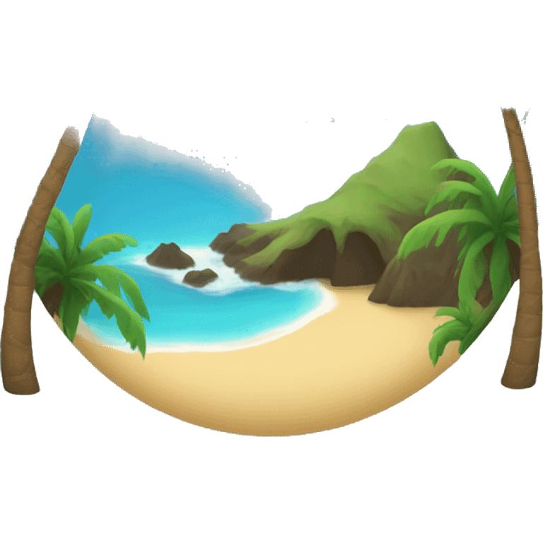 Hawaiian island with palm tree and ocean emoji