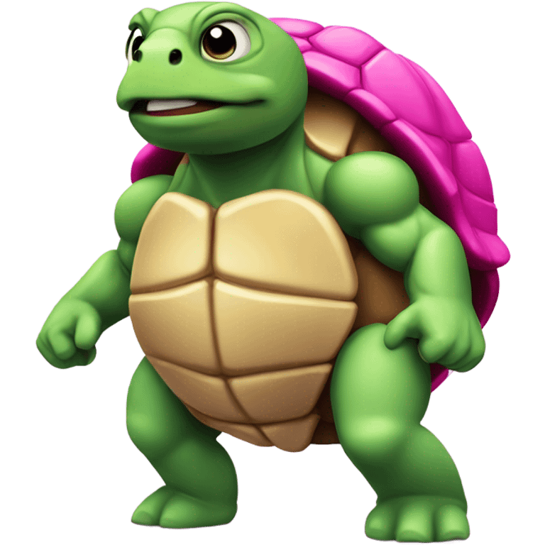 Muscular turtle hot pink emoji