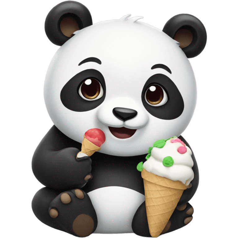 Panda eating ice cream emoji