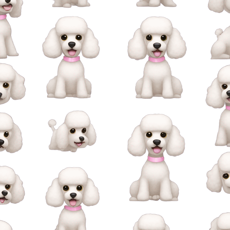 White poodle with light pink collar  emoji