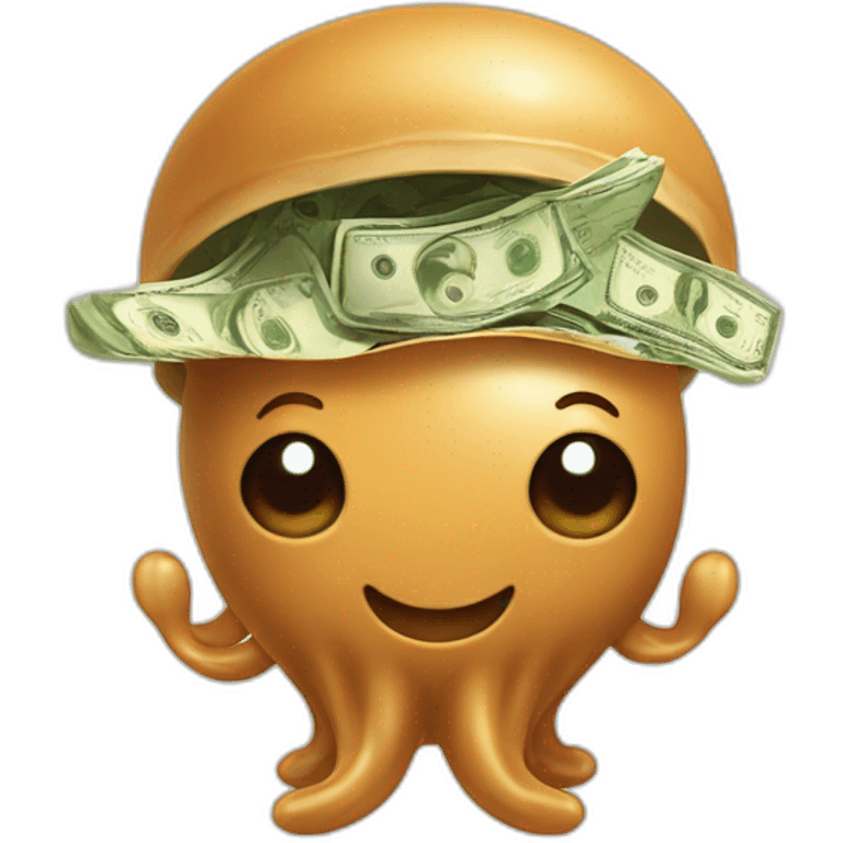 Peanut butter brown baby cute jellyfish hugging money bag emoji