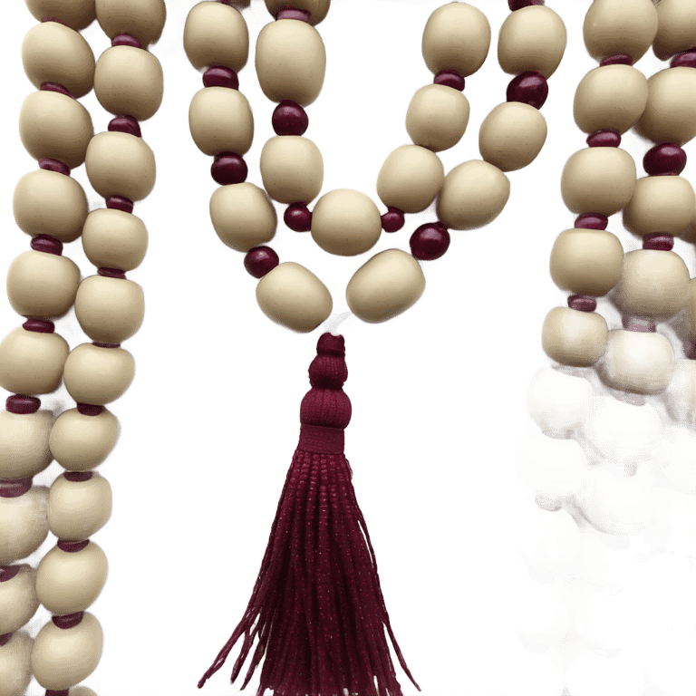 Beige mala beads with burgundy teasel  emoji