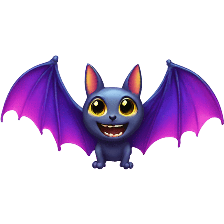 Lisa frank rainbow Halloween bat emoji