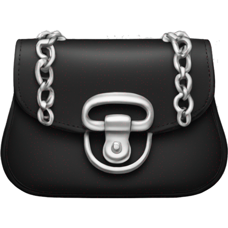 Black designer purse with silver hardware emoji