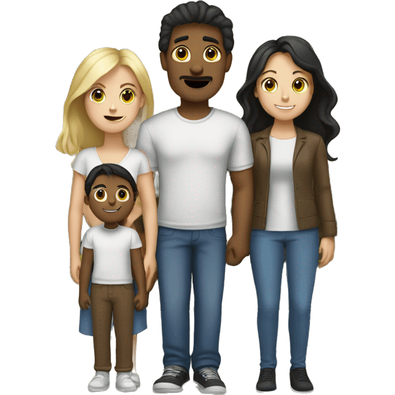 Family of 4: Blonde Women, Black Hair Man, Brown Hair Daughter and brown Hair son  emoji