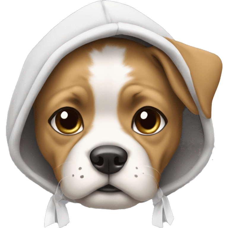 Dog wear a hoodie with a white bow on head emoji