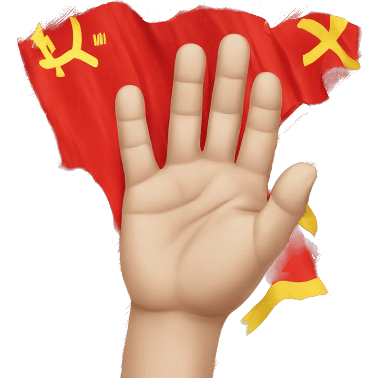 hand with soviet flag emoji