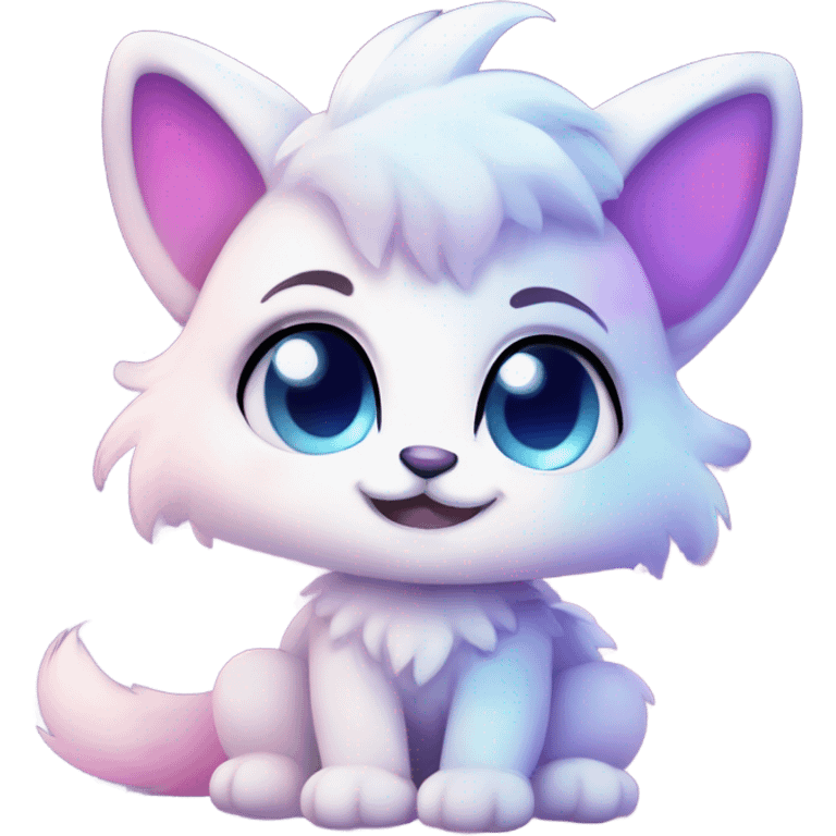 Adorable innocent cute gradient-Sparkle-nebula-fursona furry, full body emoji