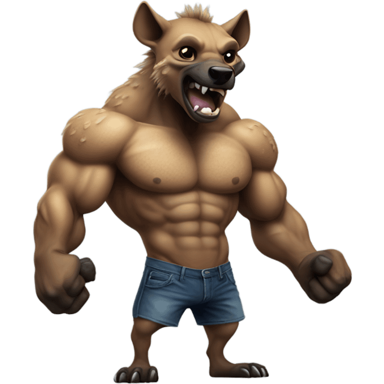 Strong bodybuilding Hyena flexing body emoji