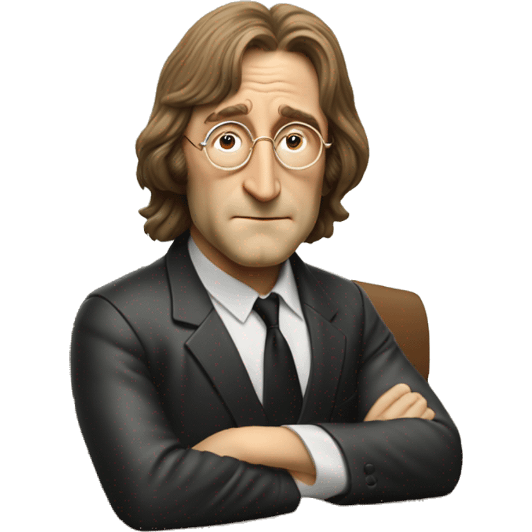 John Lennon behind a desk emoji