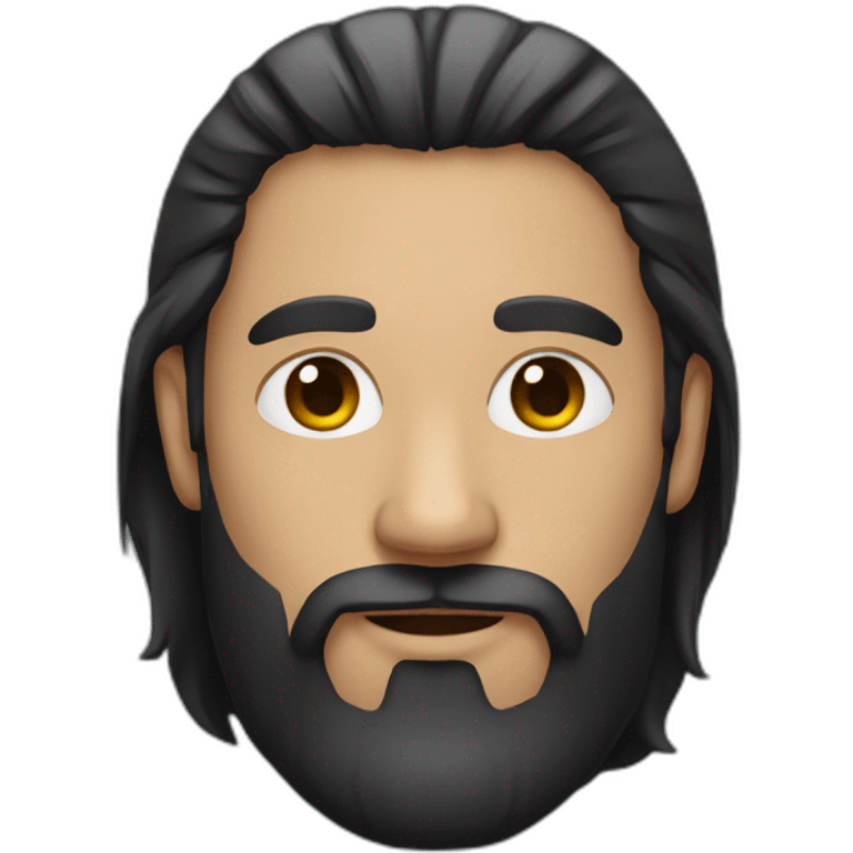 dark long hair man with small beard emoji